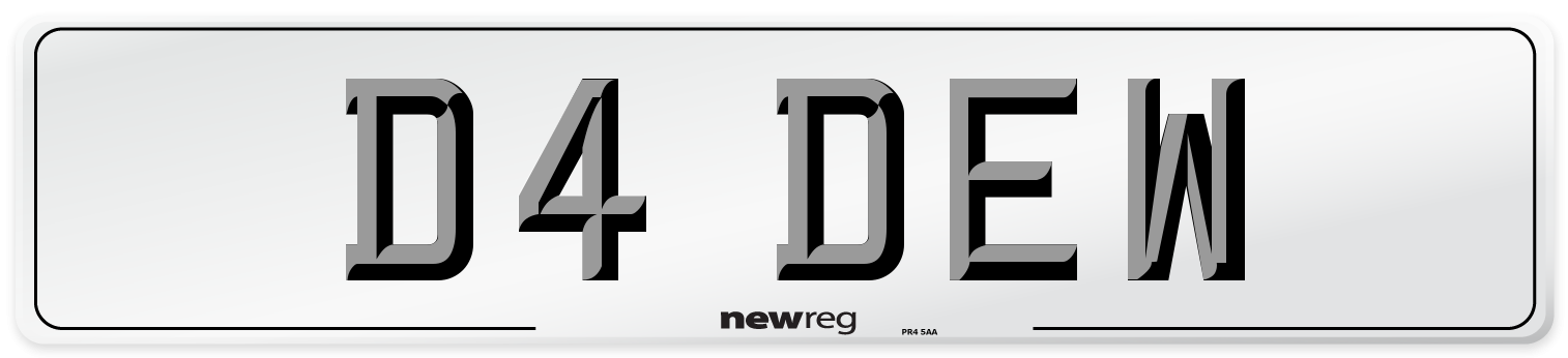 D4 DEW Number Plate from New Reg